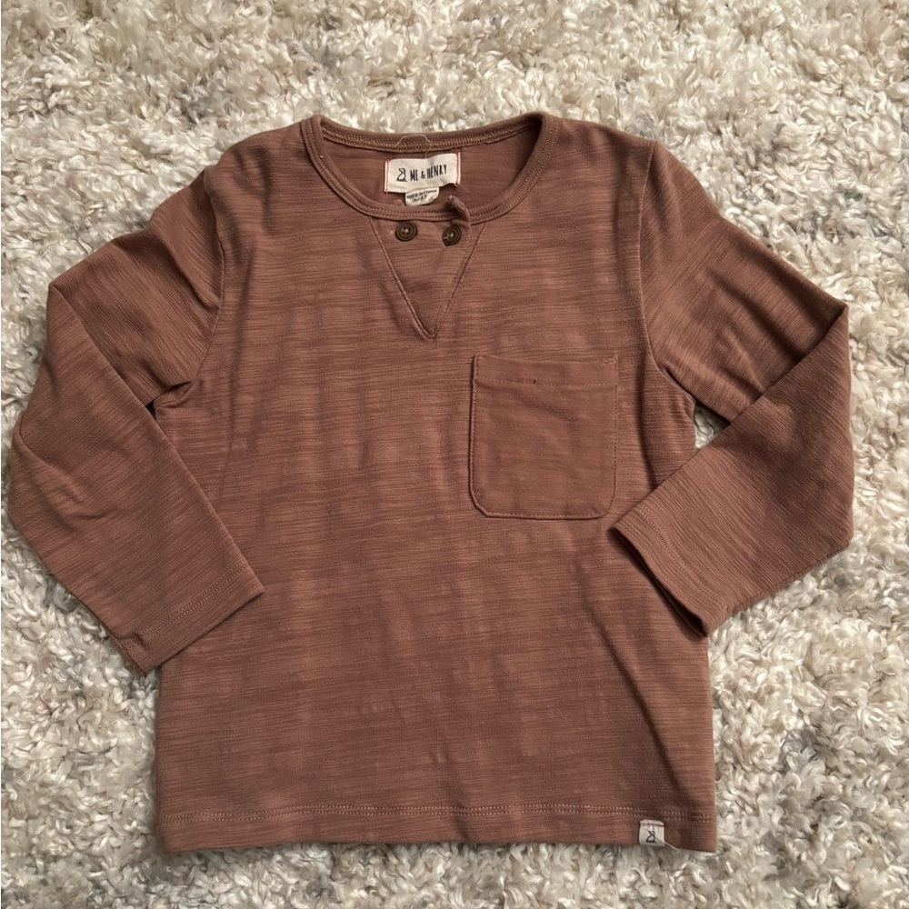 NWOT Me & Henry Cozy Brown Long Sleeve Boys Tee - 2/3 Years
